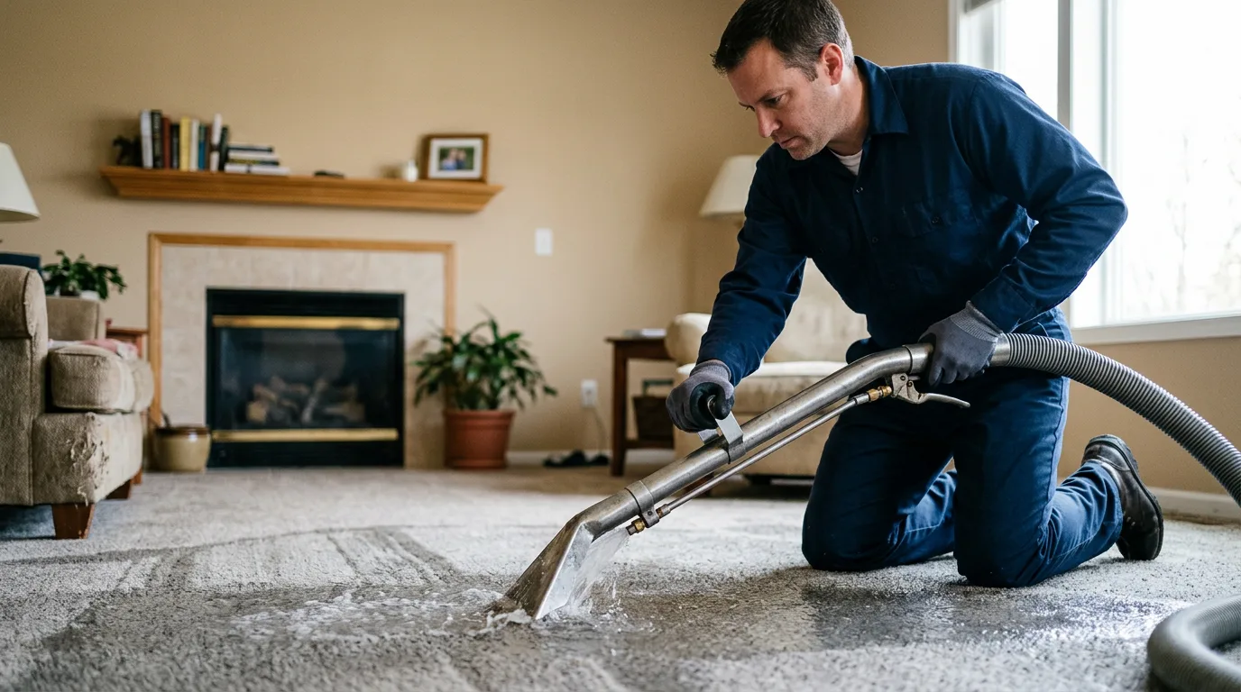 Water damage restoration technician working near Mineral, CA